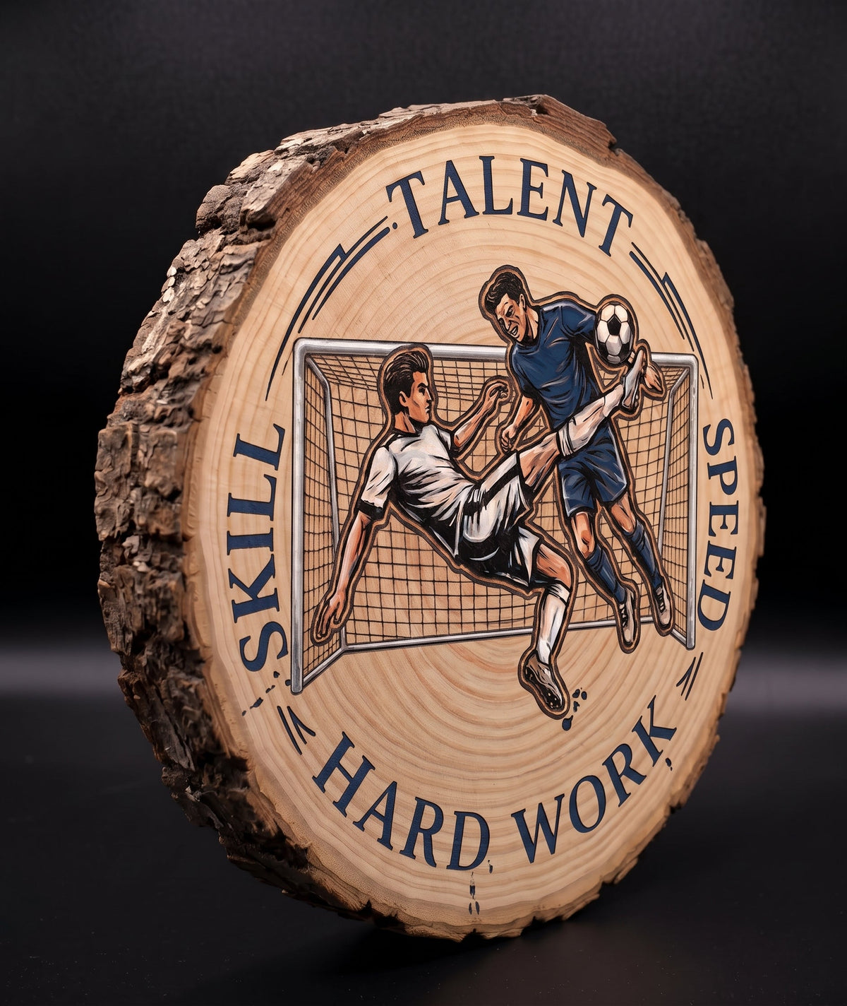 15cm Log Slice With Bespoke  Sports Design For Home & Office Decor