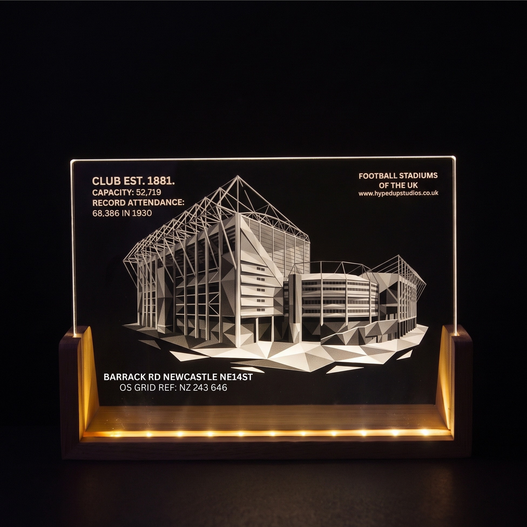 LED Desktop Light With a Football Stadium (St James' Park) Design