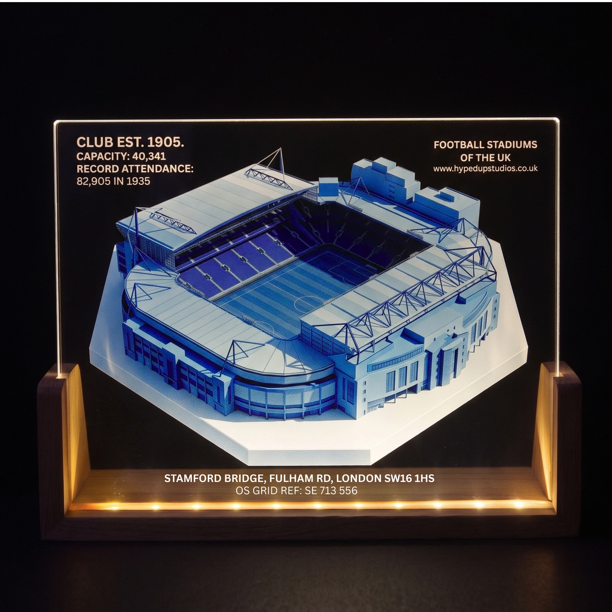 LED Desktop Light With a Football Stadium (Stamford Bridge) Design