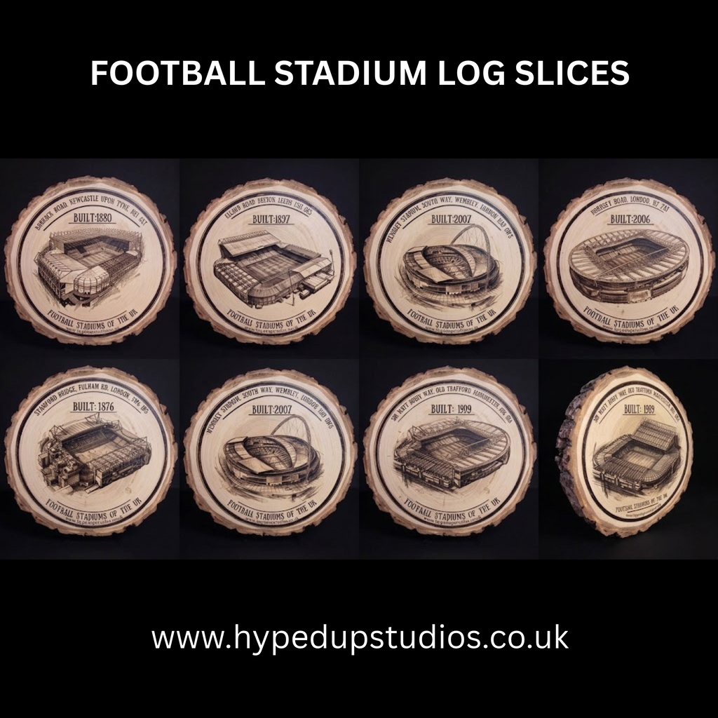 Log Slice Football Stadium (Old Trafford) Home & Office Decor. 15cm diameter