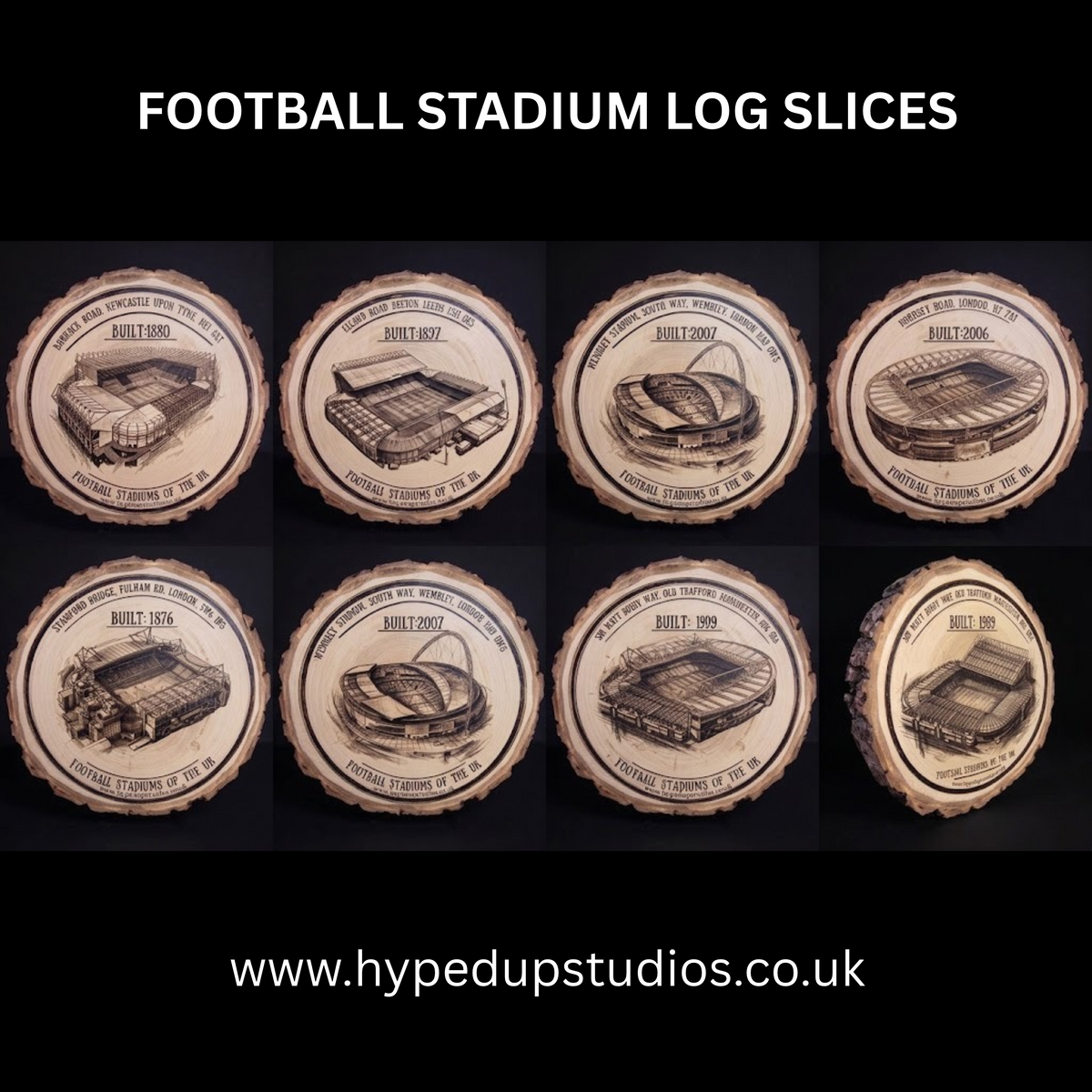 Log Slice Football Stadium (Old Trafford) Home & Office Decor. 15cm diameter