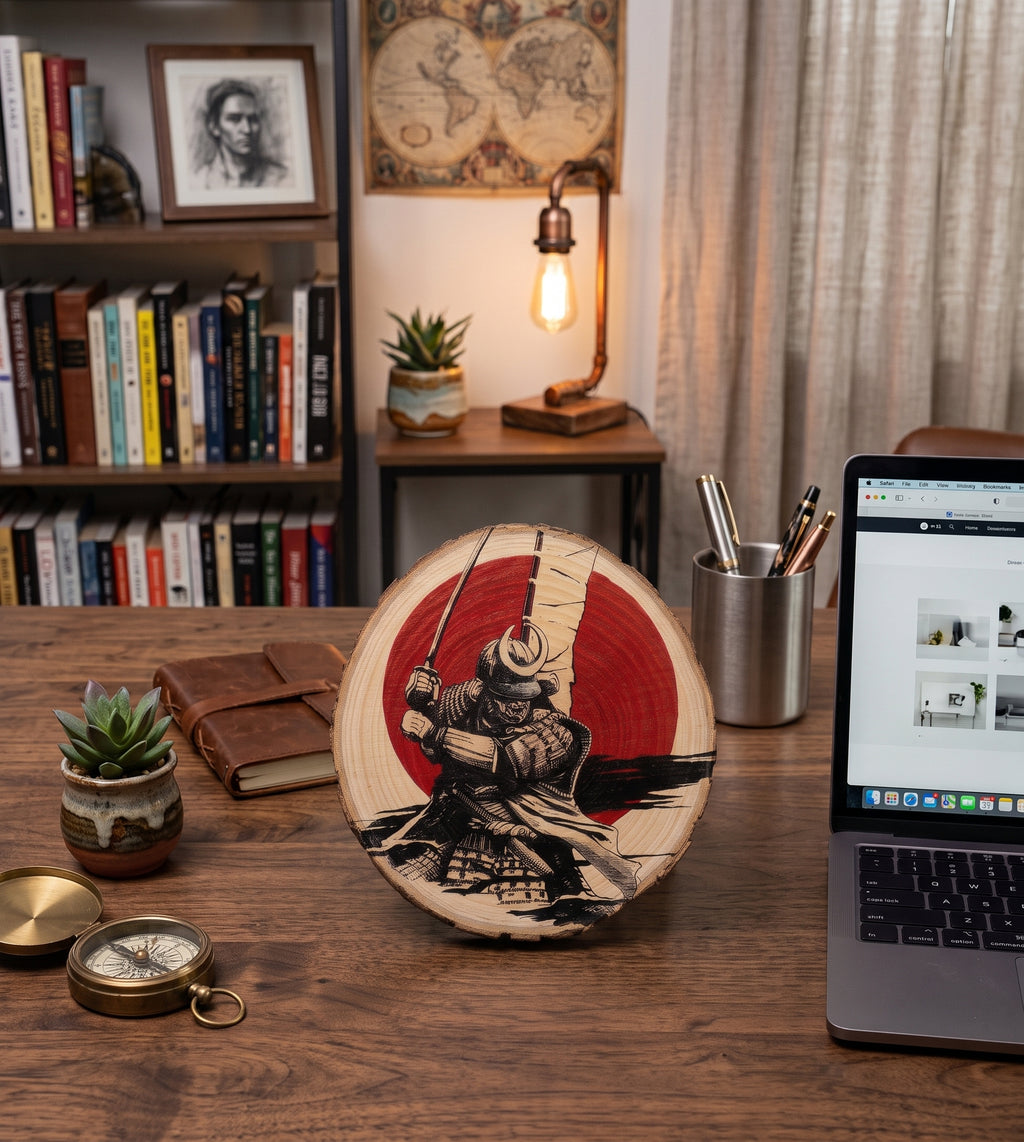 Log Slice (Samurai) Home & Office Decor. 15cm diameter