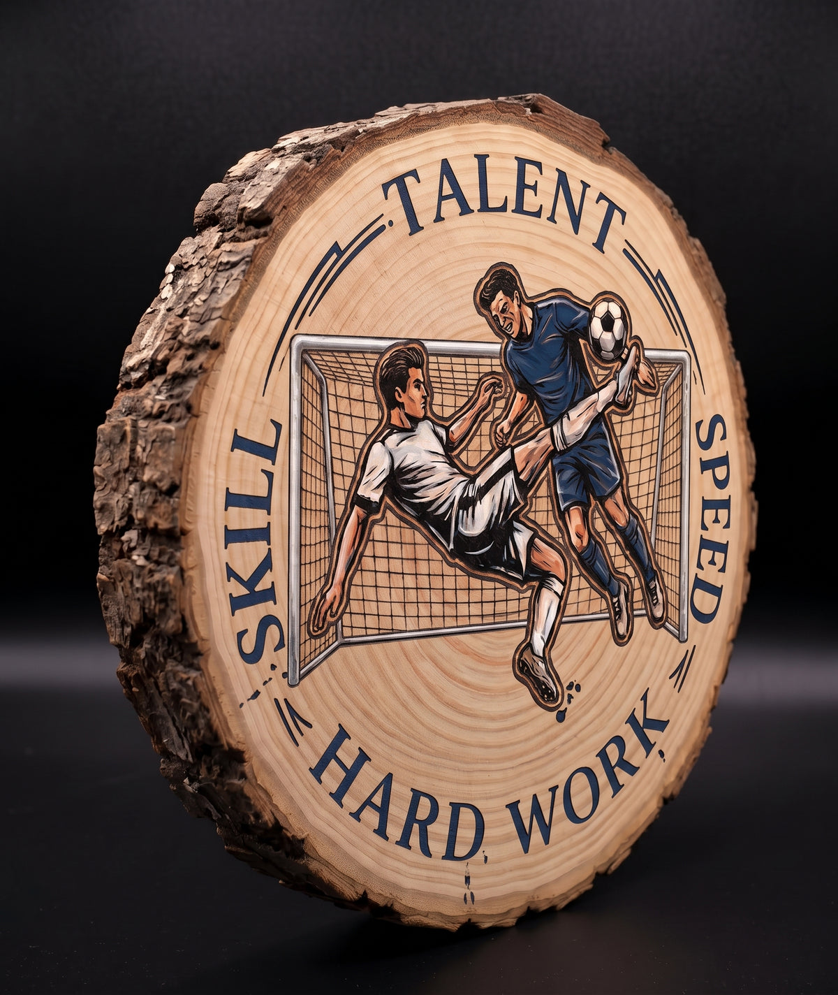 Log Slice (Football) Home & Office Decor. 15cm diameter