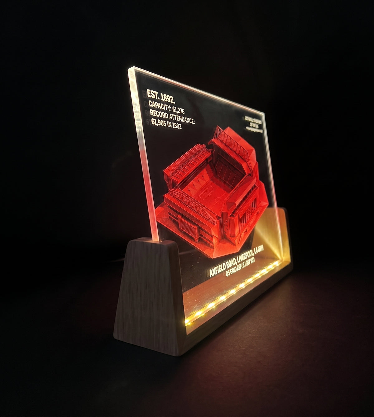 LED Desktop Light With a Football Stadium (Liverpool) Design
