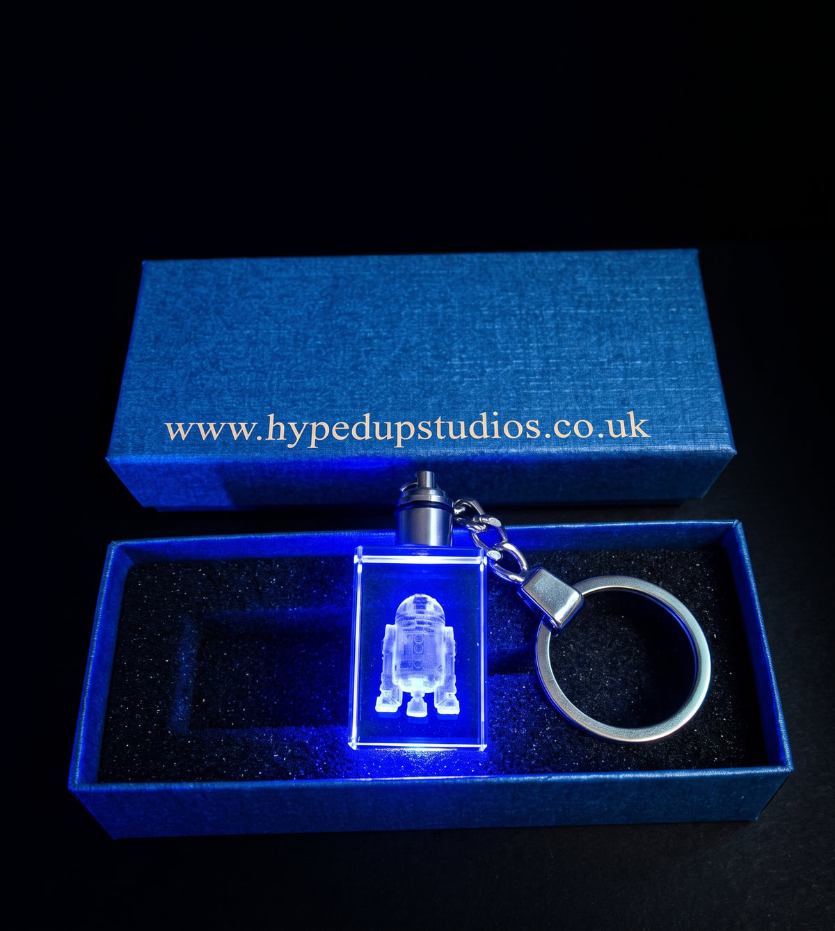 LED Light Crystal keychain, With a Sci Fi Engraving 2