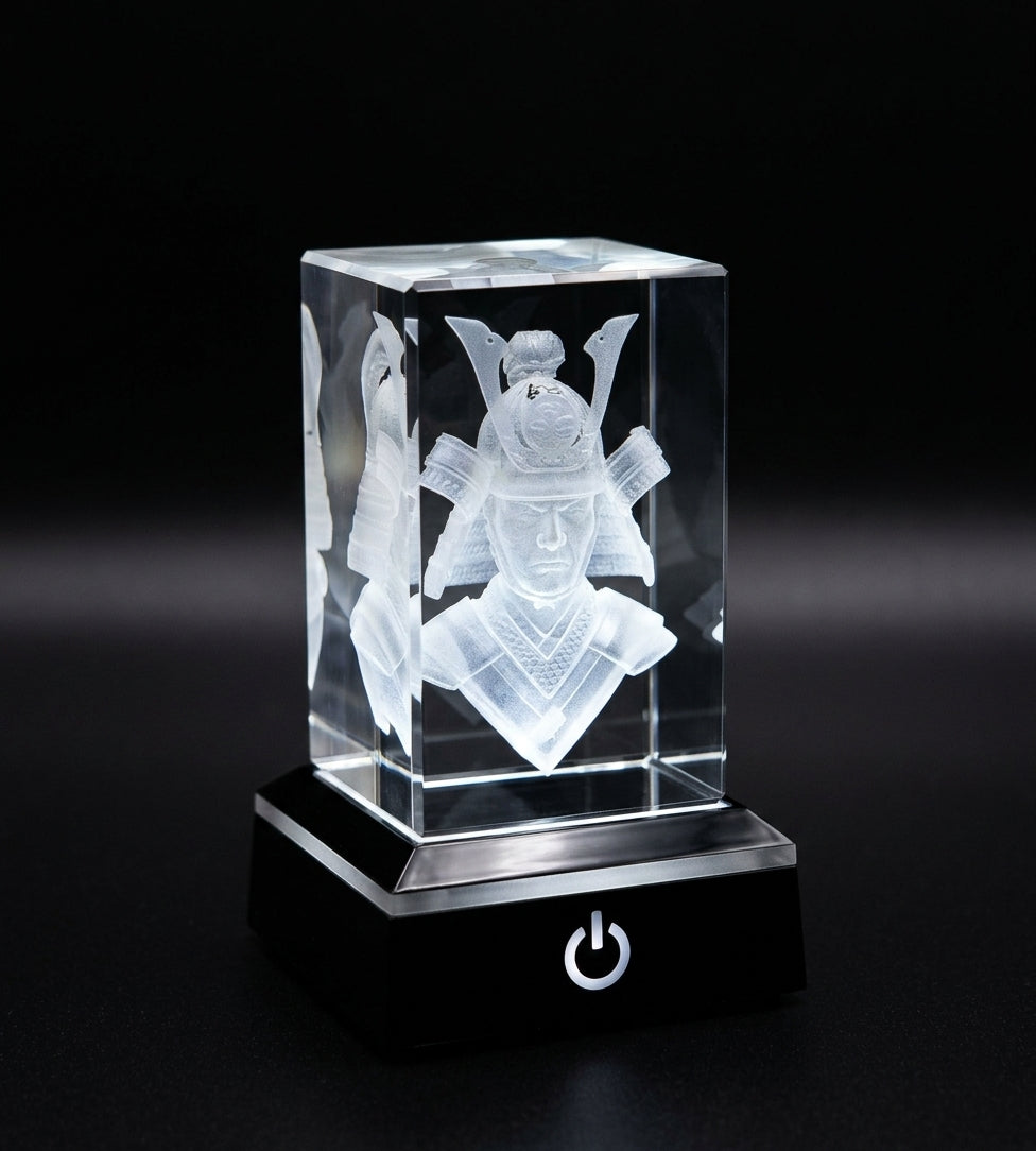 3d Engraved Glass (Crystal) Samurai
