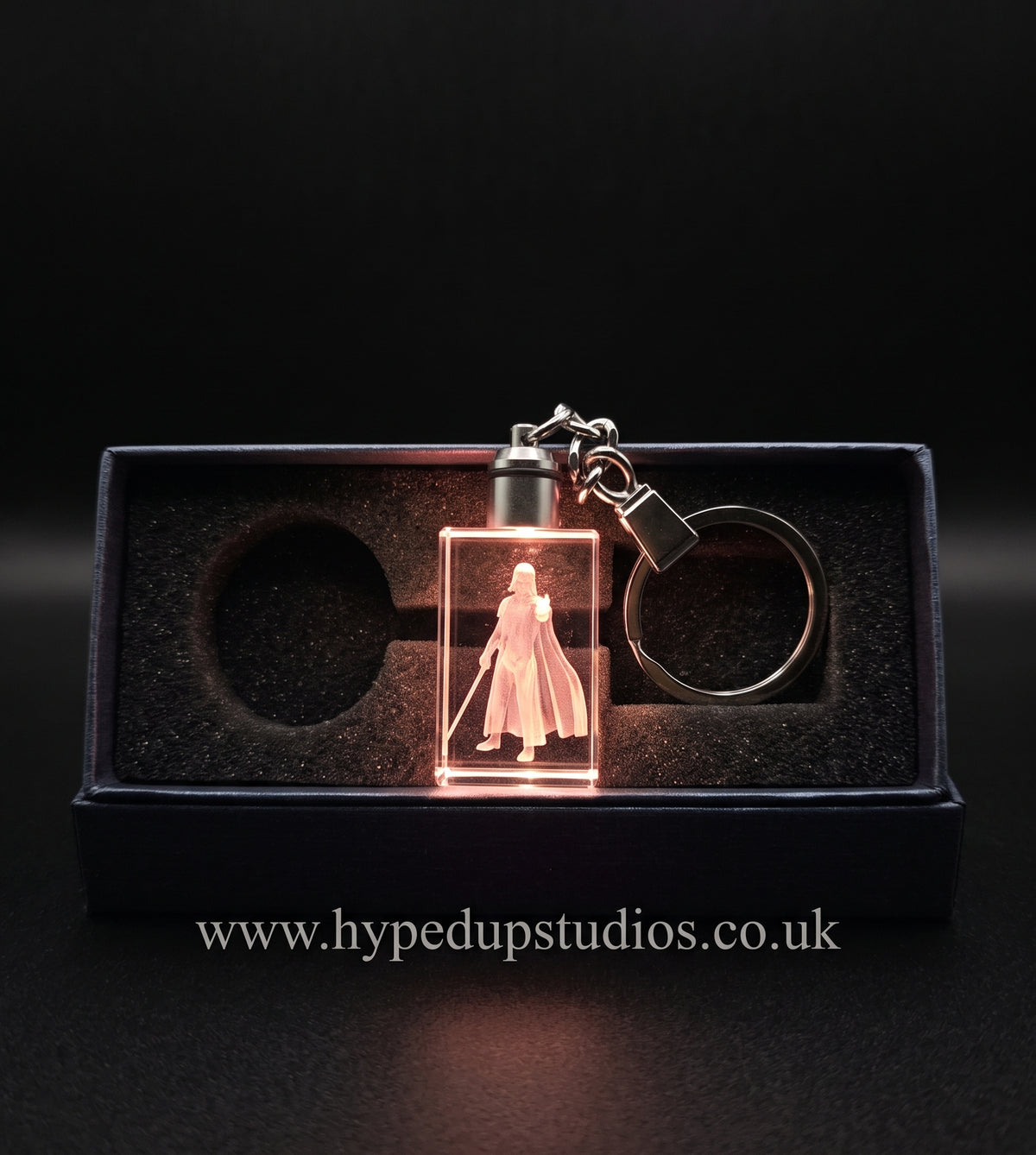 LED Light Crystal keychain, With a Sci Fi Engraving 1