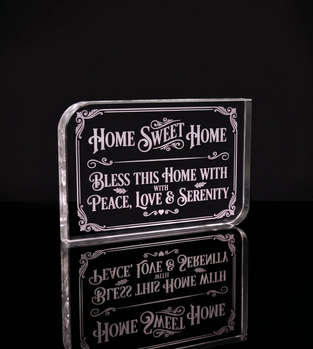Engraved Glass Home Decor, Home Sweet Home