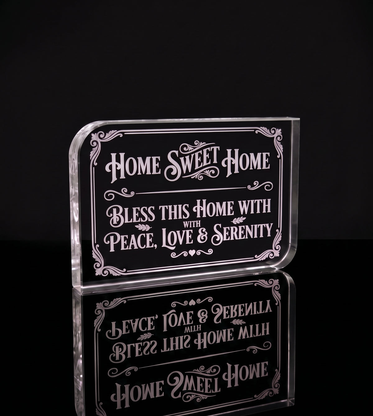 Engraved Glass Home Decor, Home Sweet Home