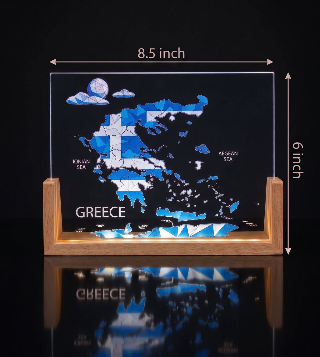 LED Desktop Light With A Greece Map Design