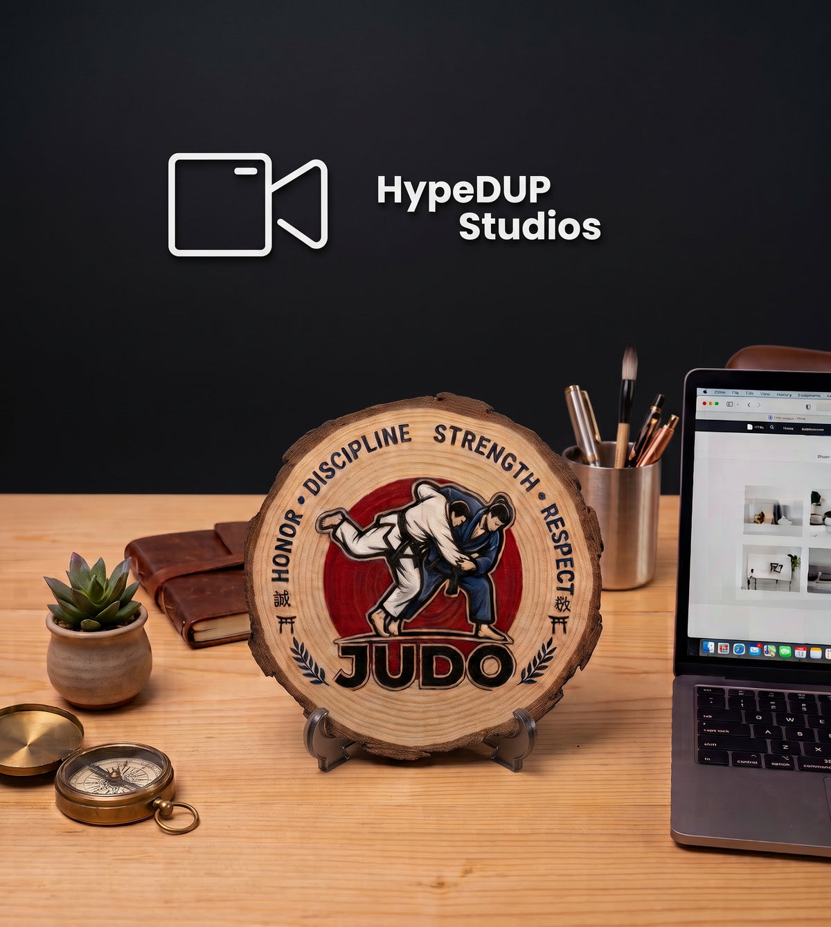 Log Slice (Judo) Home & Office Decor. 15cm diameter