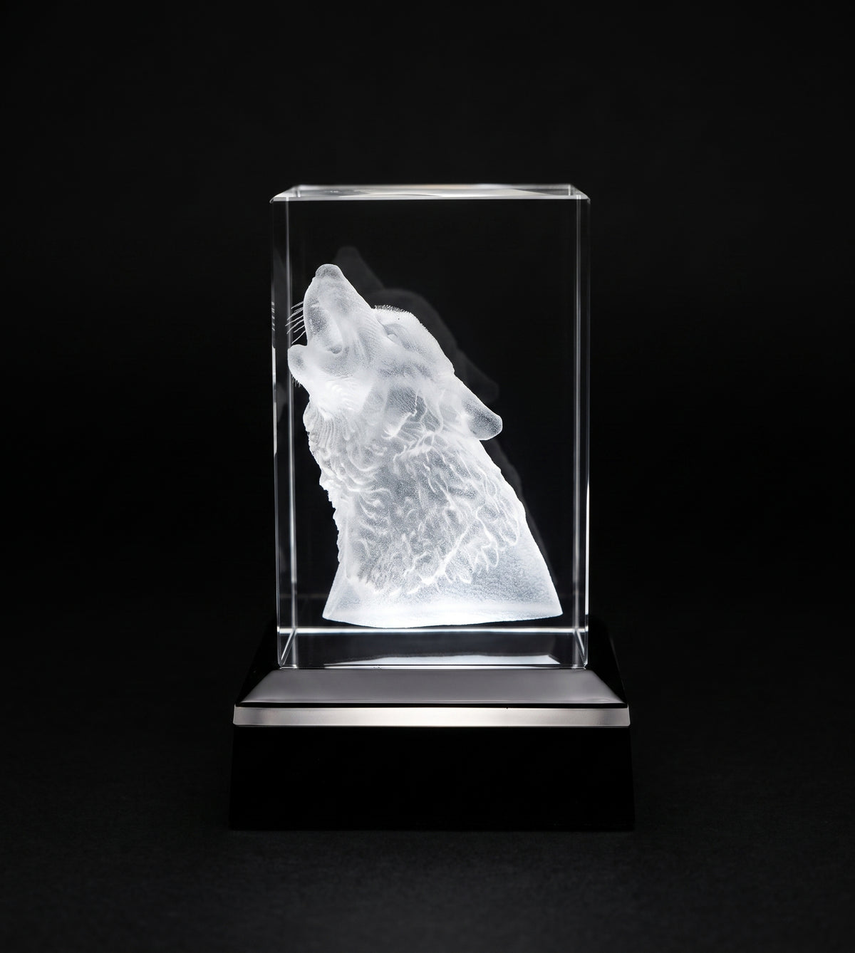 3d Engraved Glass (Crystal) Wolf