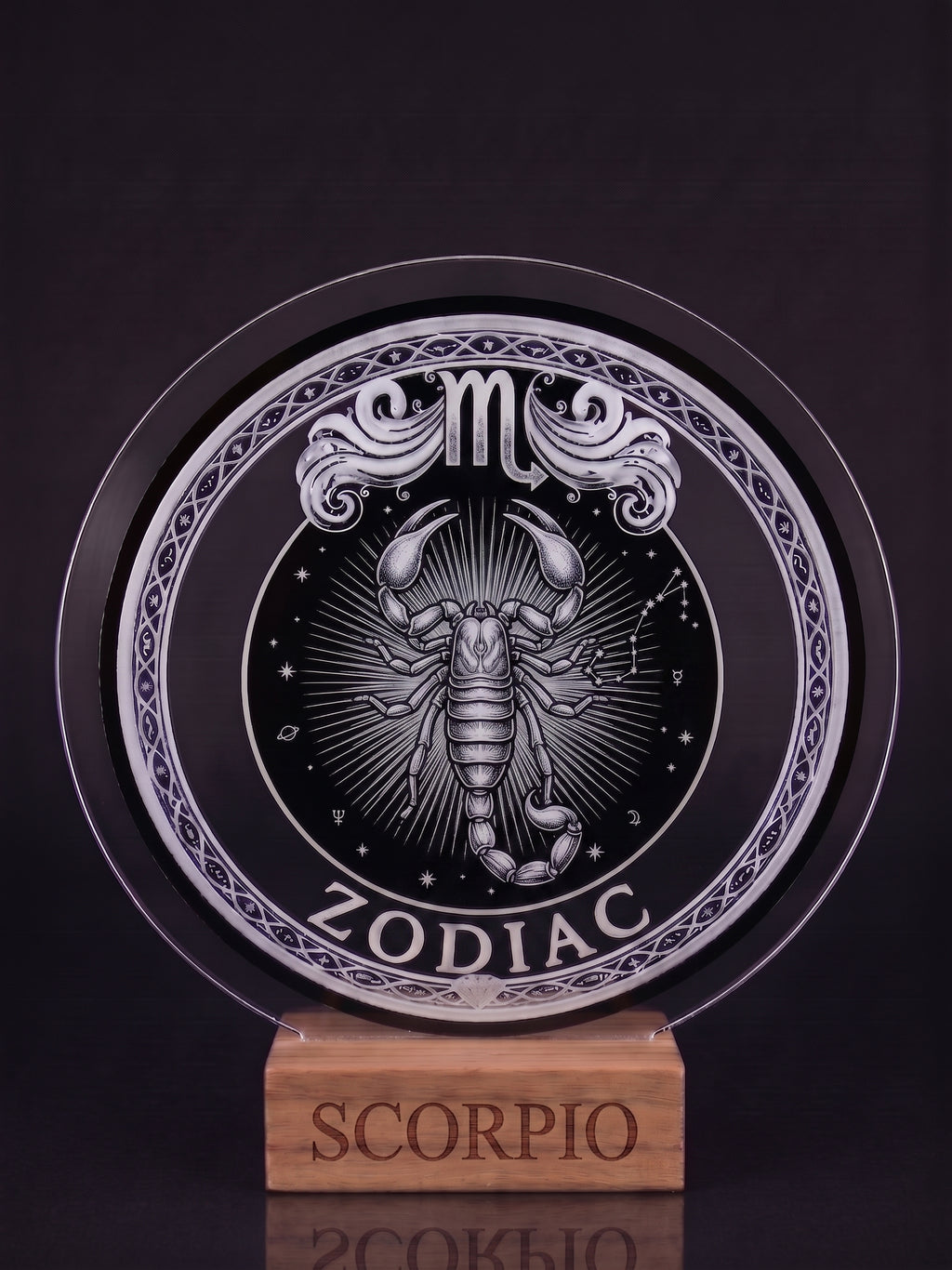 Scorpio Acrylic Desktop Decor With Wood Base Zodiac Sign