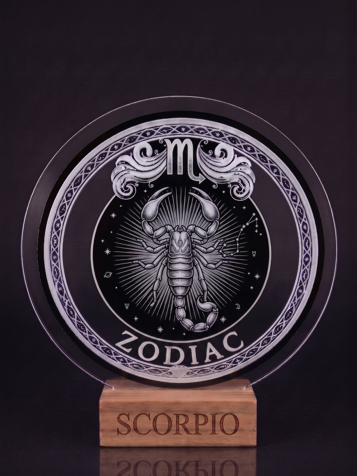 Scorpio Acrylic Desktop Decor With Wood Base Zodiac Sign