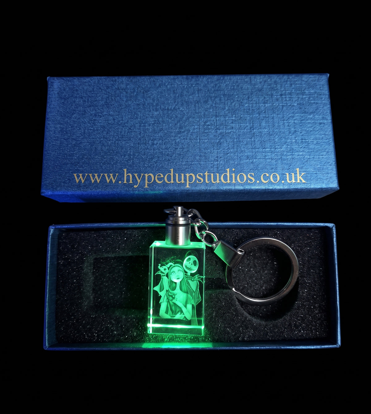 LED Light Crystal keychain, With a Halloween  Engraving 1