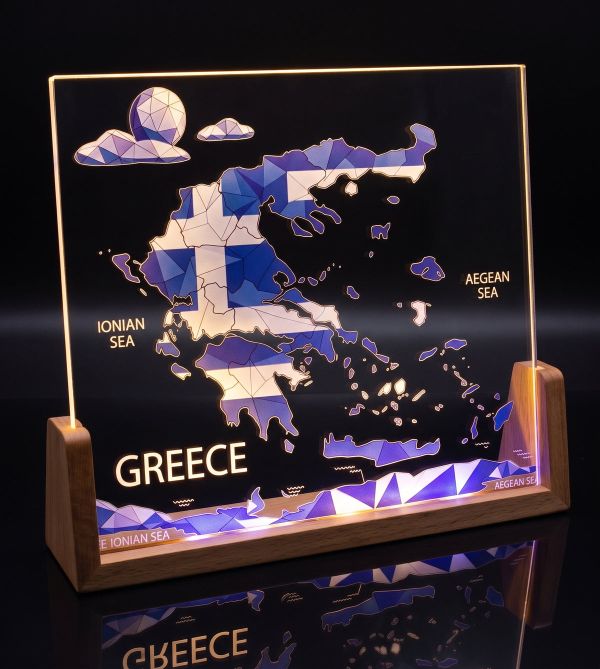 LED Desktop Light With A Greece Map Design