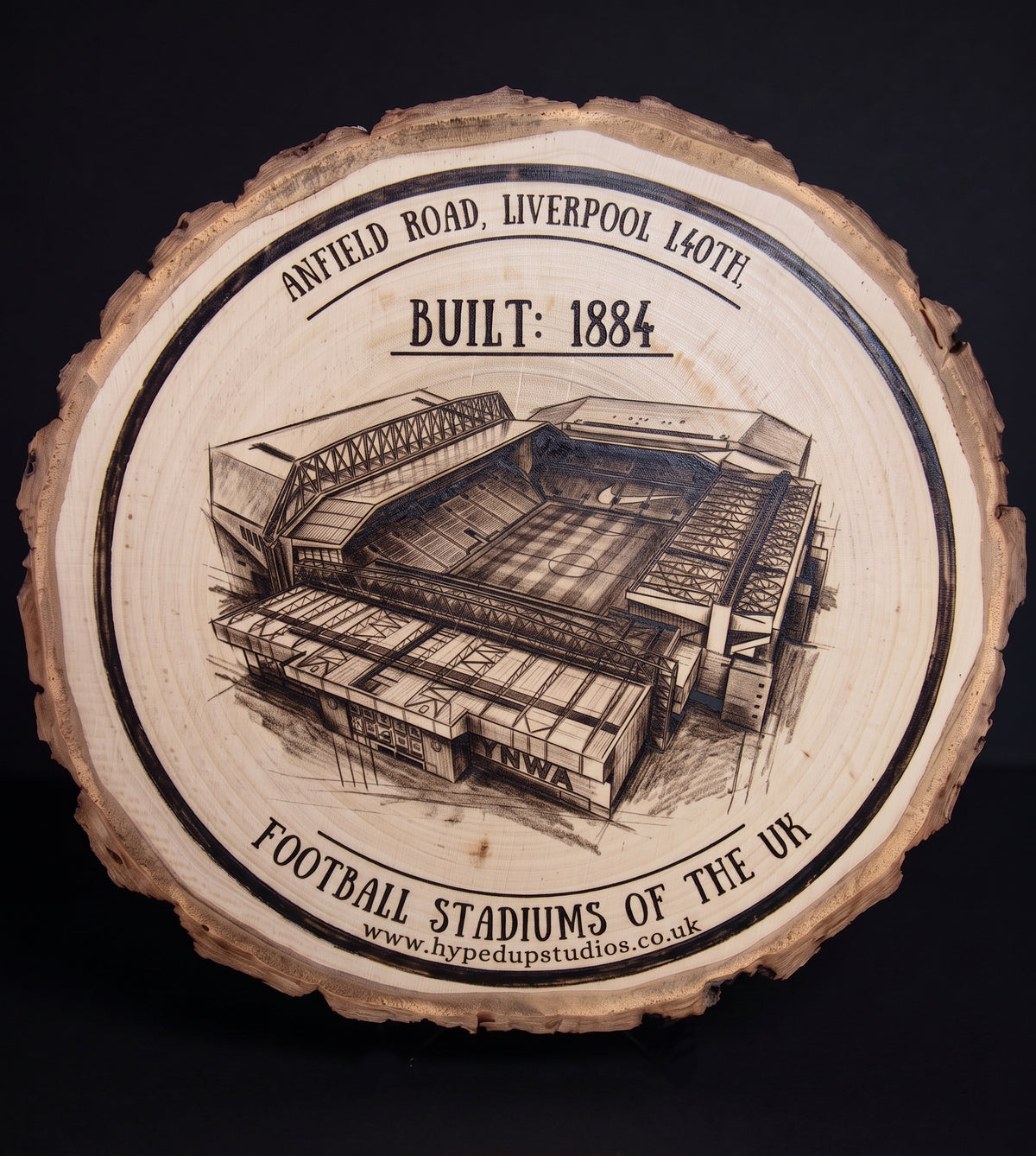Log Slice Football Stadium (Liverpool) Home & Office Decor. 15cm diameter