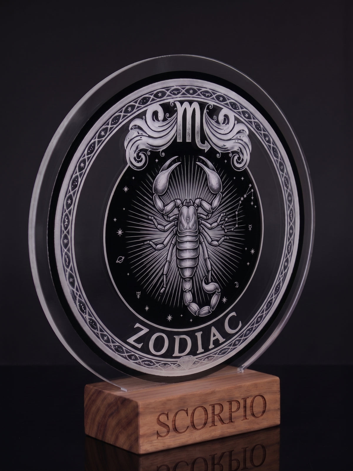 Scorpio Acrylic Desktop Decor With Wood Base Zodiac Sign