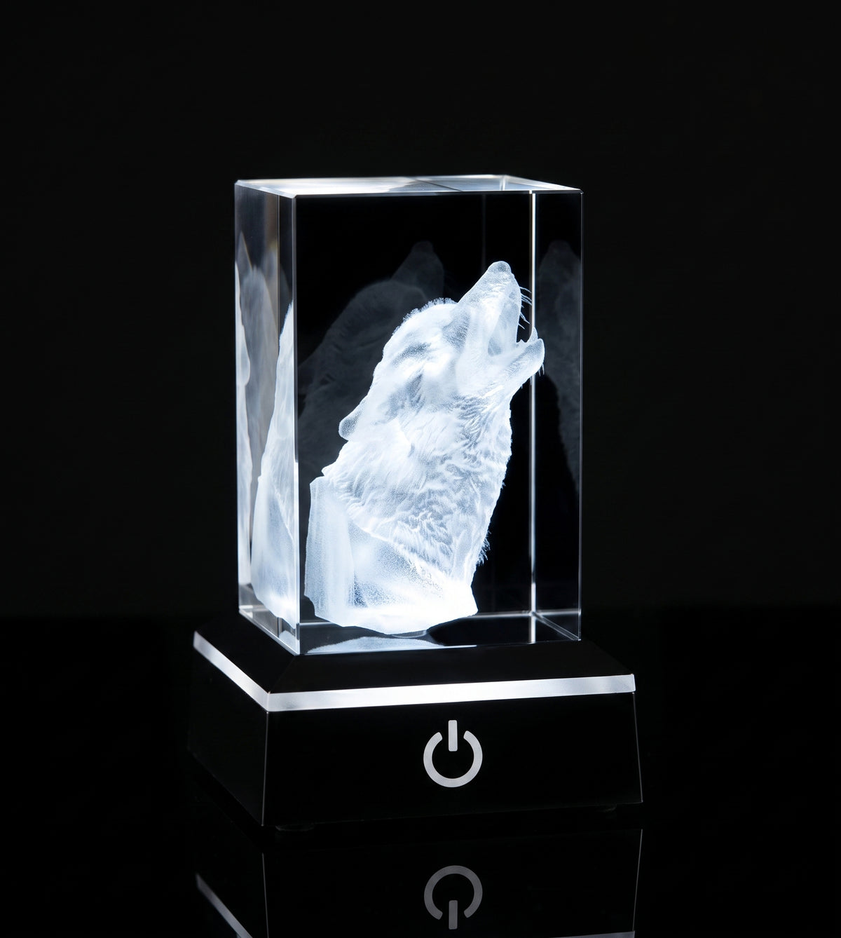 3d Engraved Glass (Crystal) Wolf