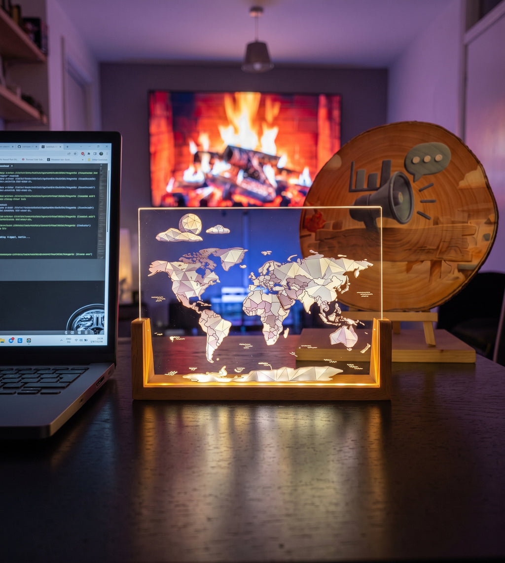 LED Desktop Light With World Map Design