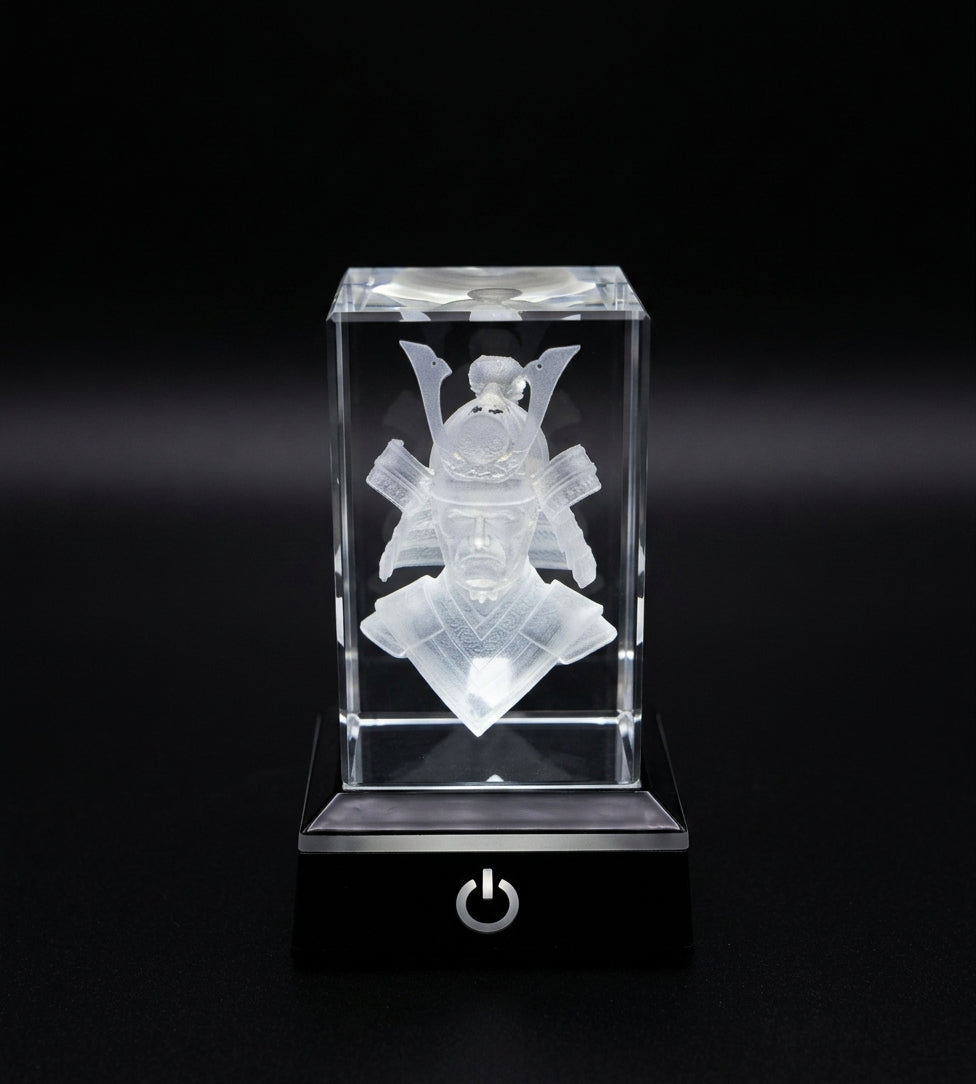 3d Engraved Glass (Crystal) Samurai