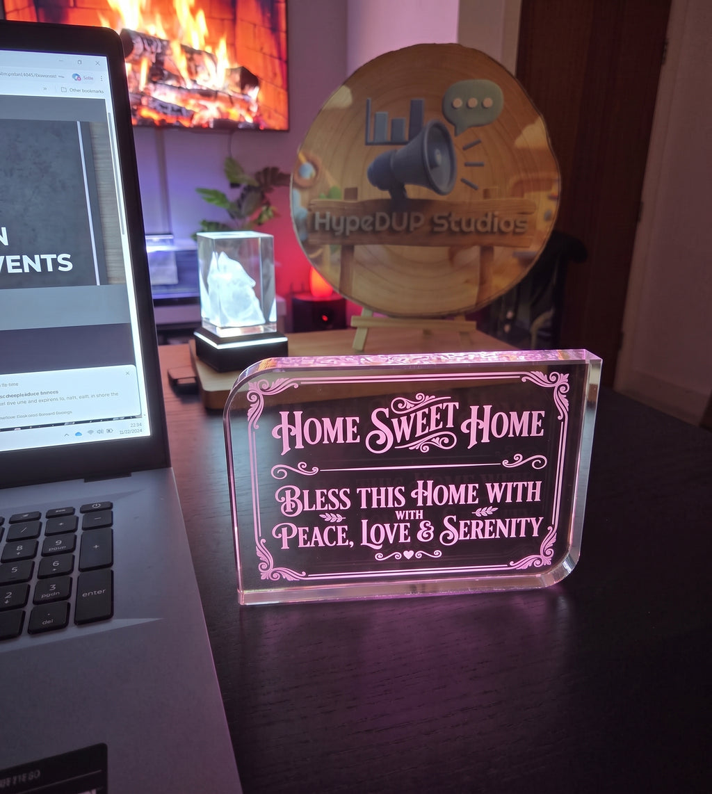 Engraved Glass Home Decor, Home Sweet Home