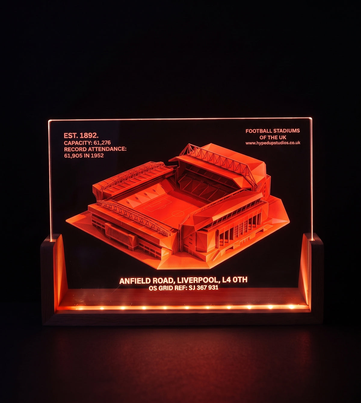 LED Desktop Light With a Football Stadium (Liverpool) Design
