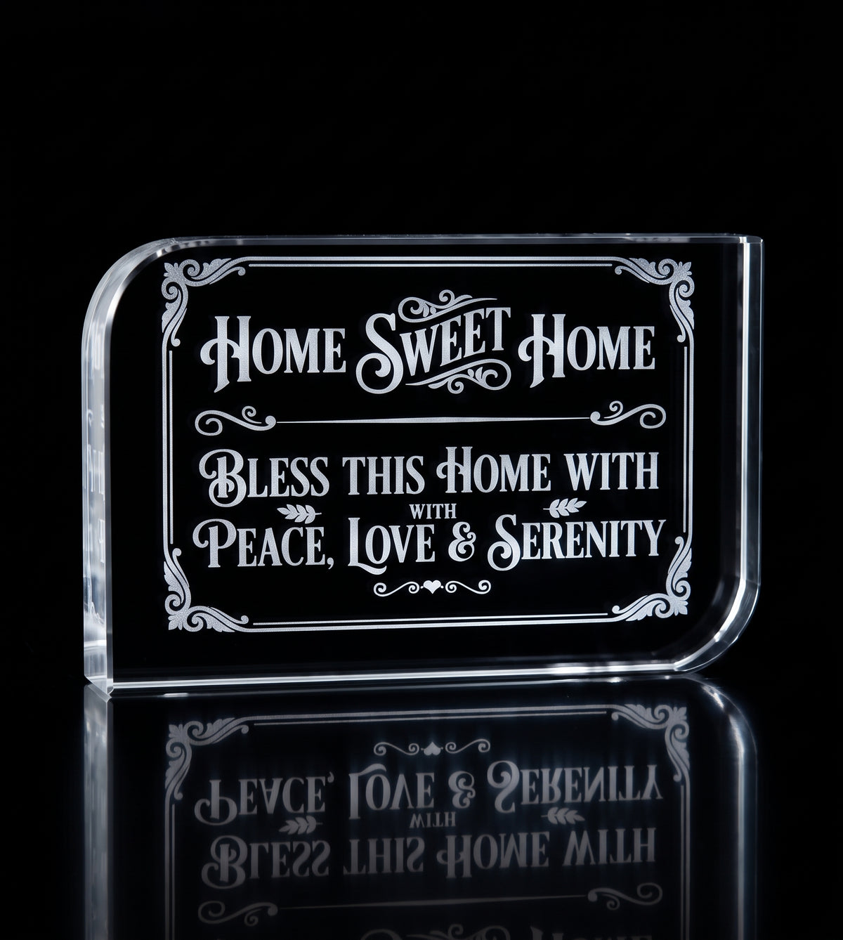 Engraved Glass Home Decor, Home Sweet Home