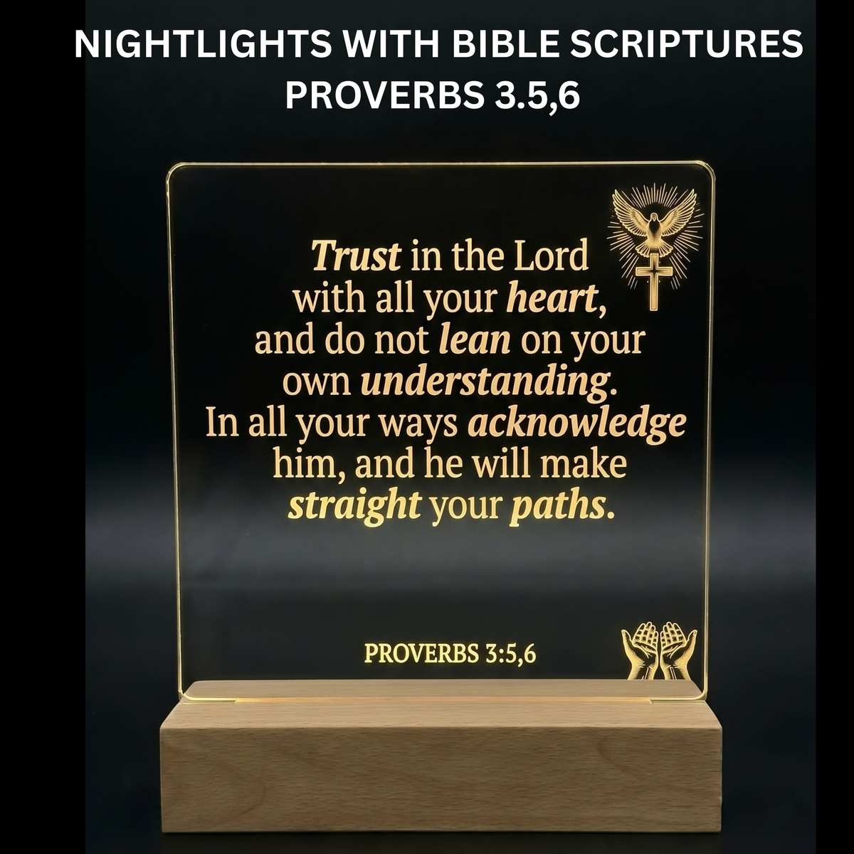 LED Desktop Lights With The Lords Prayer & Scriptures