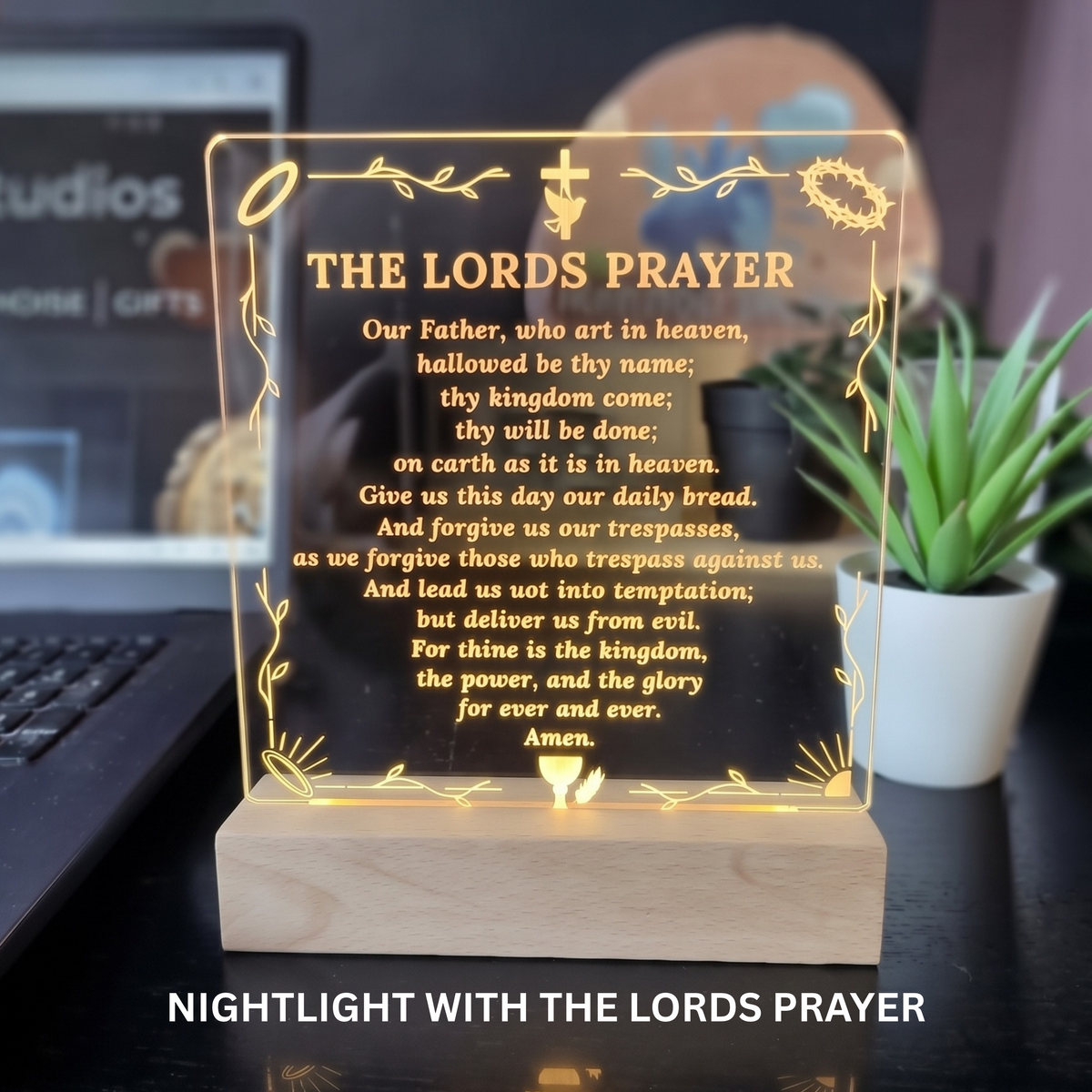 LED Desktop Lights With The Lords Prayer & Scriptures
