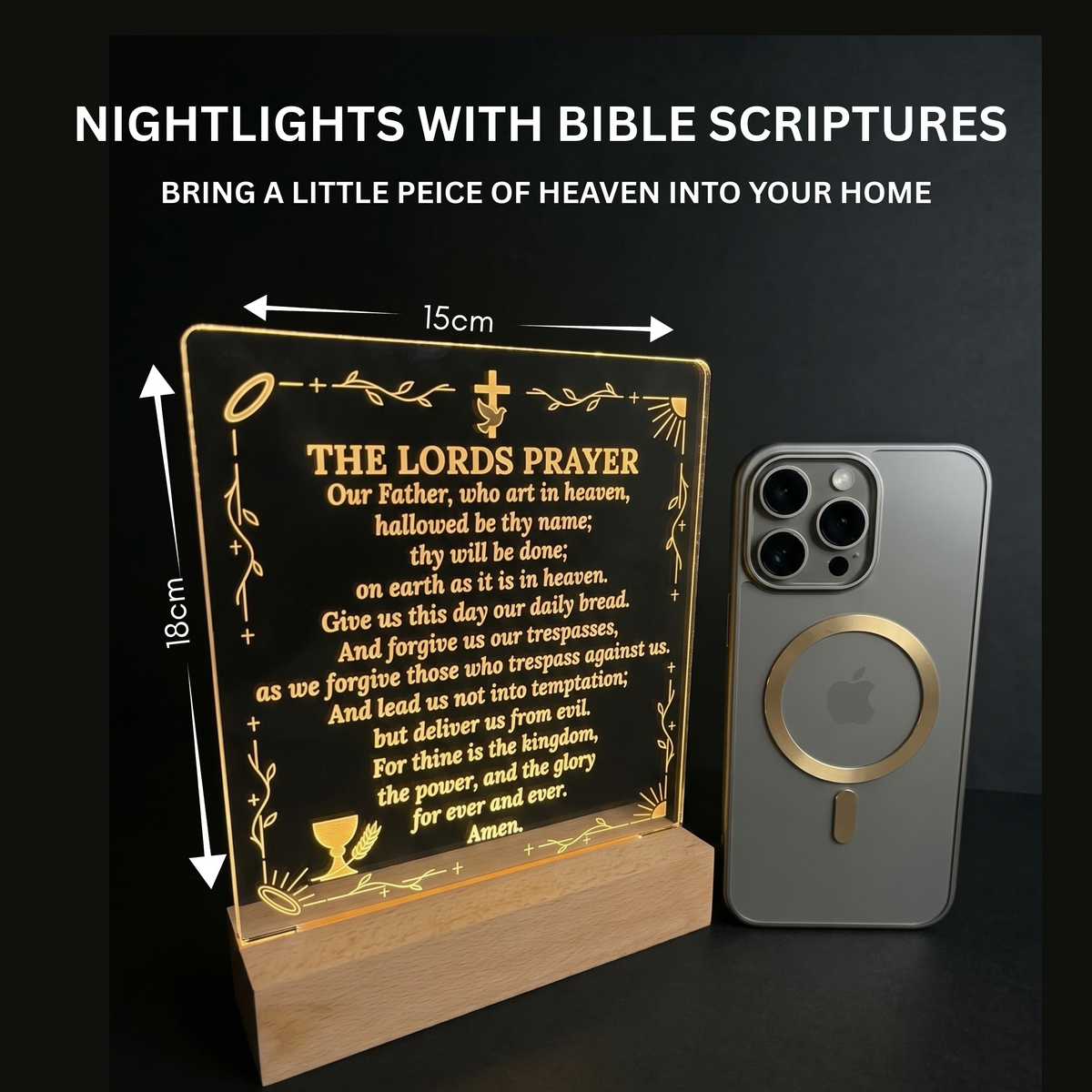 LED Desktop Lights With The Lords Prayer & Scriptures