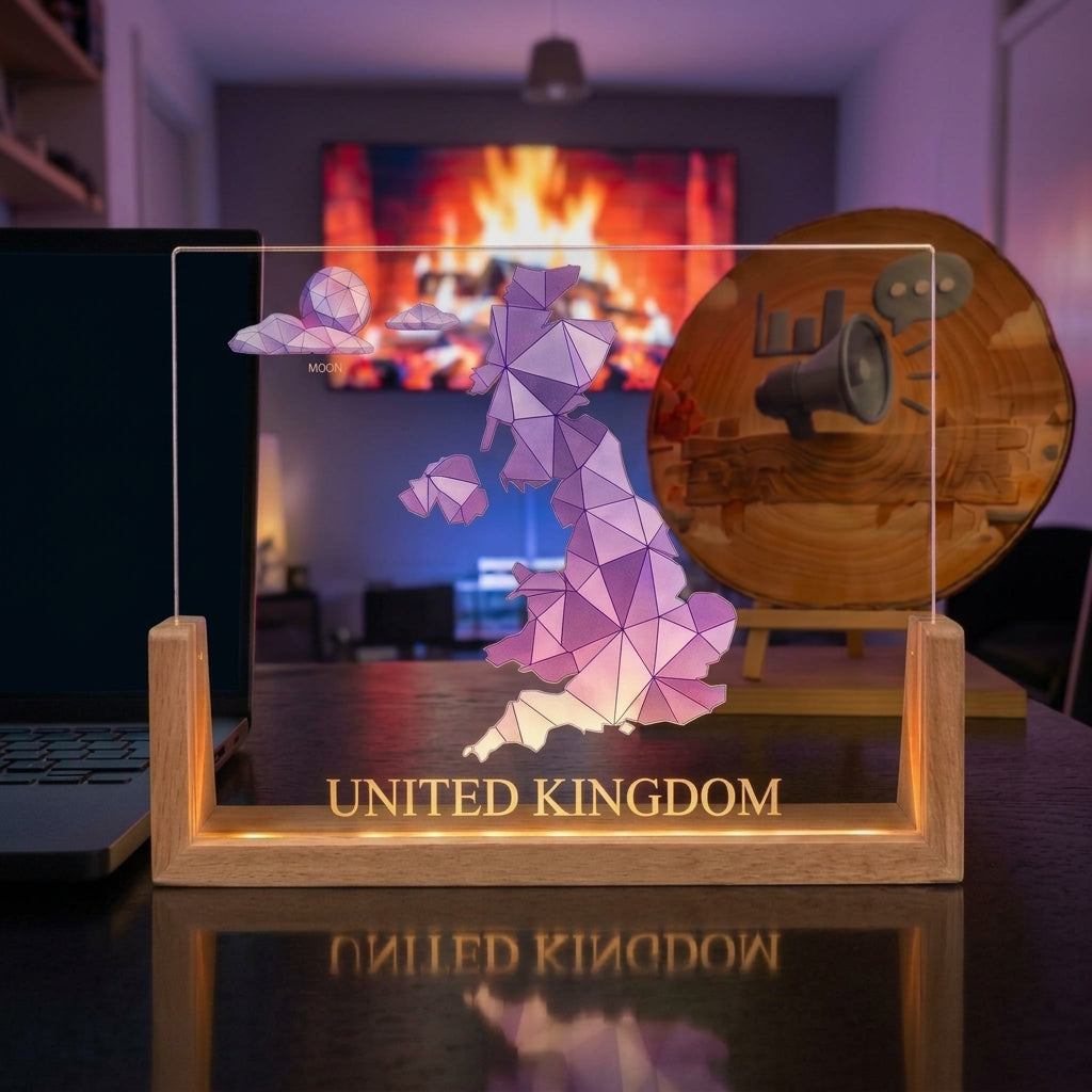 LED Desktop Light With A UK Map Design