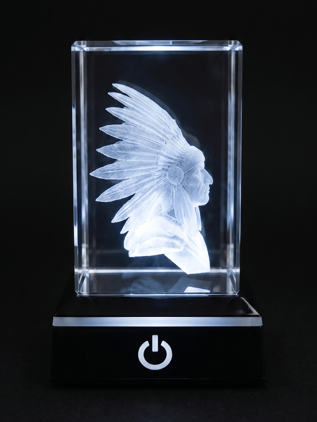 3d Engraved Glass (Crystal) Native Indian