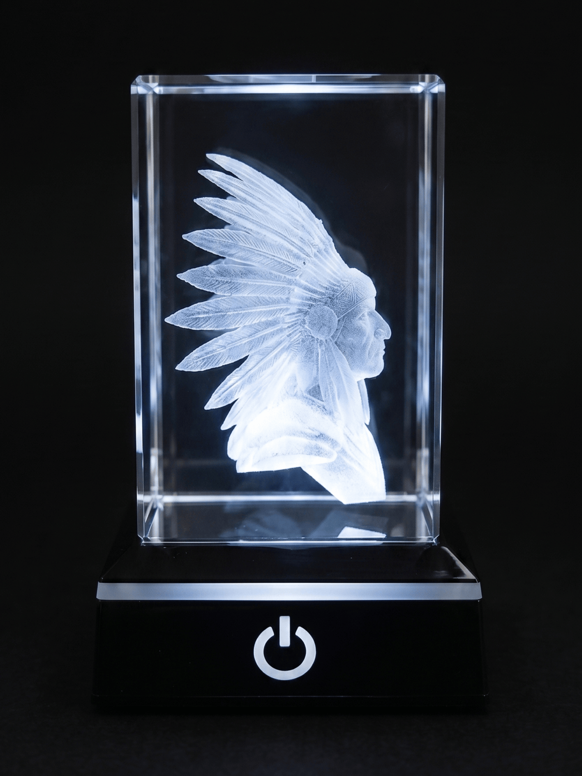3d Engraved Glass (Crystal) Native Indian