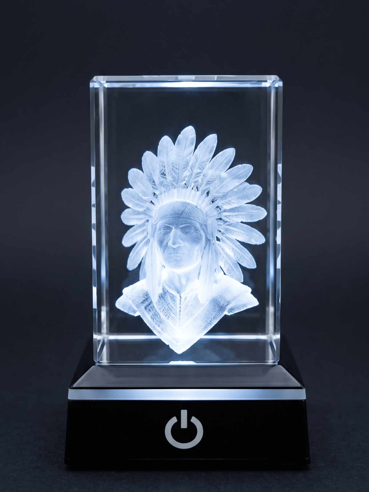3d Engraved Glass (Crystal) Native Indian